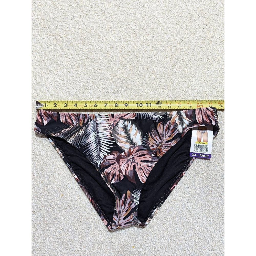 Hurley Women's Black Plant Print Bikini Bottom Size 2XL NWT